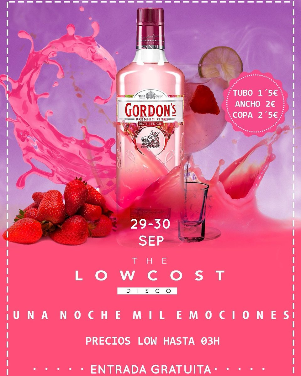 G O R D O N 'S  P I N K

RT:Sorteo botella/Cachimba.

✔Degustación gratuita hasta las 00:30h.
✔ Música 100% comercial.
✔ Cachimbas HHHokak.