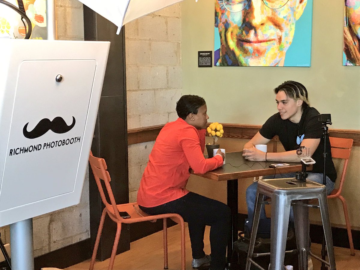 RichmondGrid's tweet photo. National Coffee (with Strangers) Day @Ellwoods with @RVAStranger @likethefruit. #rva https://t.co/NQnv2jNPtW