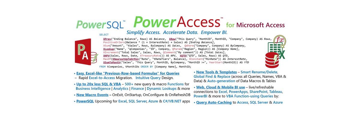 PowerAccessDB's tweet image. #PowerAccess&PowerSQL Server bring #PowerSQL 2 #MSAccess&#SQLServer 4 easy #Excel-like PrevRow-based formulas,1000x faster & 20x less #SQL
