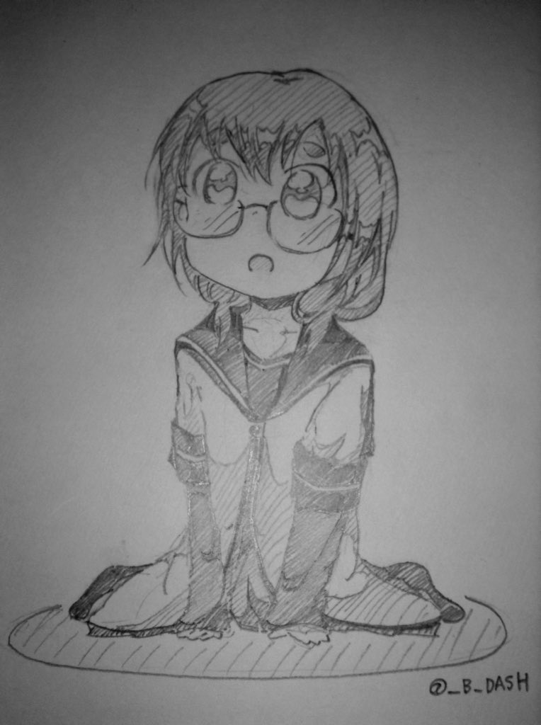#ゆるゆり版深夜の真剣お絵描き60分一本勝負
お題「メガネ」で楓ちゃん 