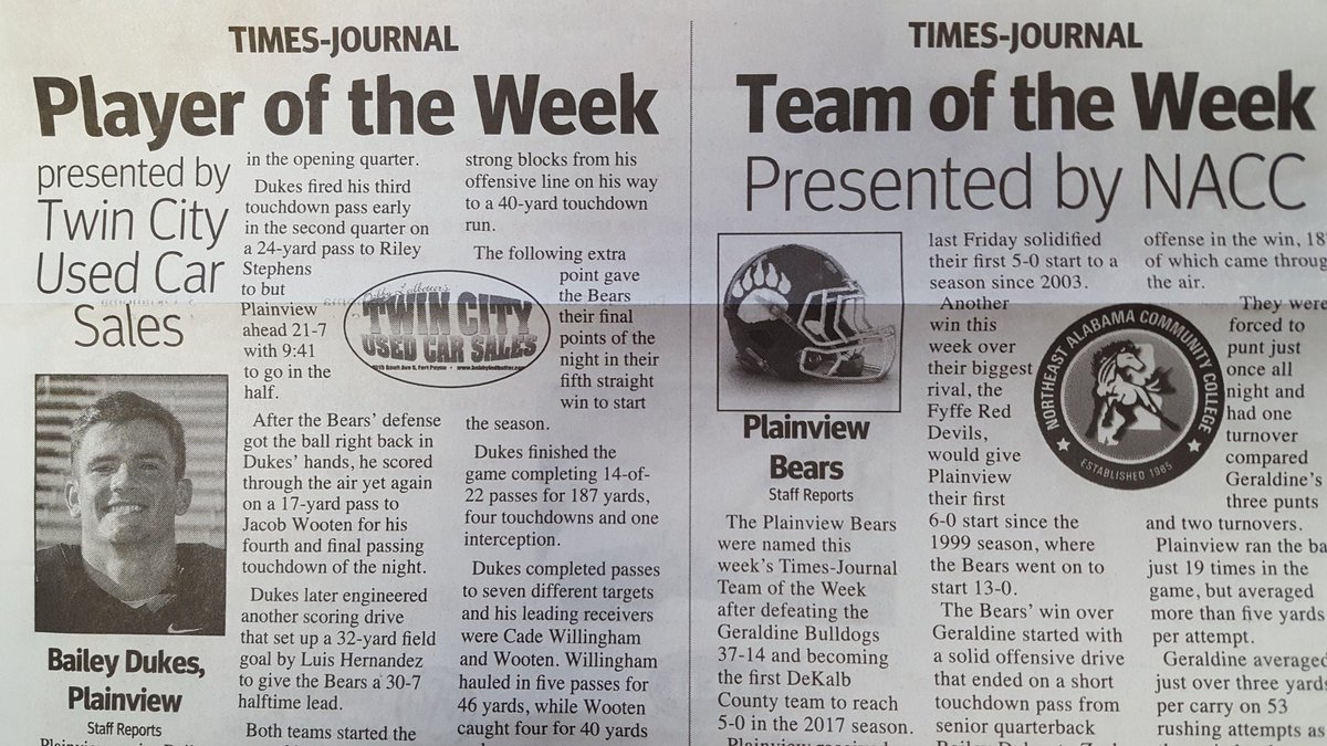 WVSMsports's tweet photo. Congratulations to Bailey Dukes and the Plainview Bears for winning Times Journal Player and Team of the Week! #2MuchBlue https://t.co/pYUeEDPJdR