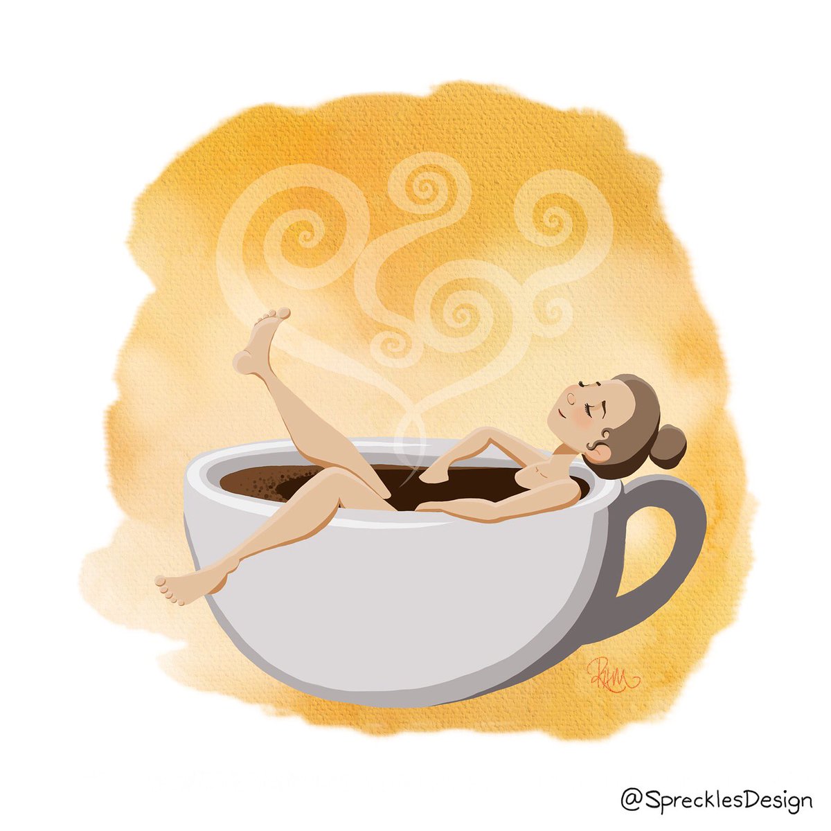 SprecklesDesign's tweet photo. Happy National Coffee Day! 💕☕️💕 #coffeebath #FridayFeeling #digitalart #illustration #NationalCoffeeDay #art #friday #friyay #wacom #relax https://t.co/wWWubD0AgG