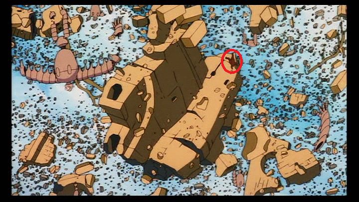 キャッスル 落ちていく瓦礫の中にムスカがいます 絵コンテにもムスカと書かれてあるので間違いがないです 天空の城ラピュタ ラピュタ