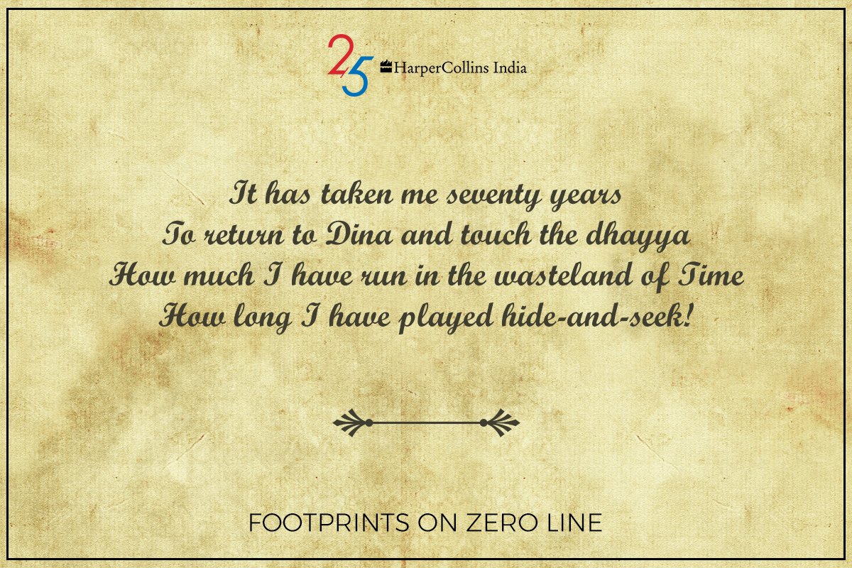 HarperCollinsIN's tweet photo. Poetry at its best. Gulzar Sahib's #FootprintsOnZeroLine. Buy here: https://t.co/raL5mZo7ep https://t.co/eCohqJEgzF