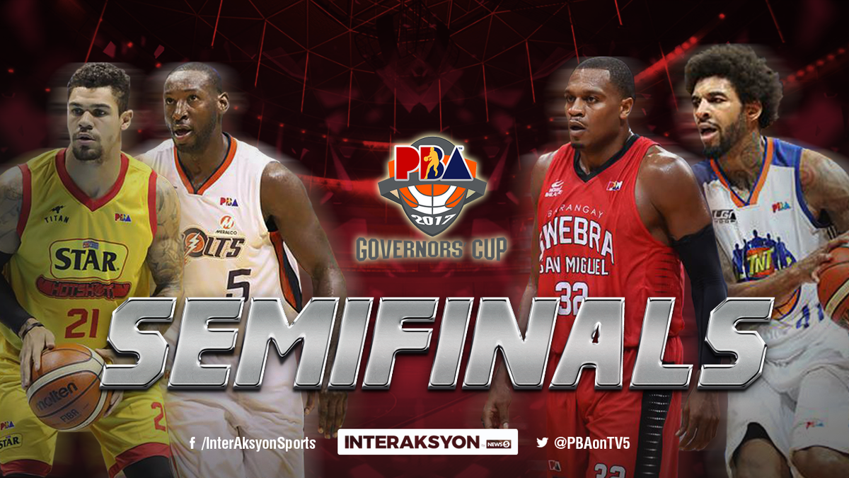 PBAonTV5's tweet photo. The #PBA2017 Govs' Cup semis cast is all set! Who ya got? https://t.co/ly0fZFj1x9