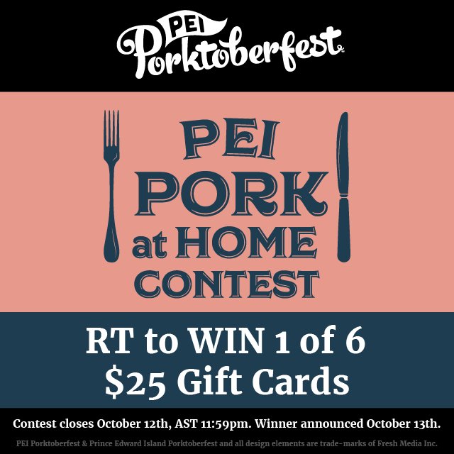 Porktoberfest's tweet image. RT to WIN 1-of-6 $25 Gift Cards from local #PEI Markets to add more PEI Pork to your cooking plans at home!