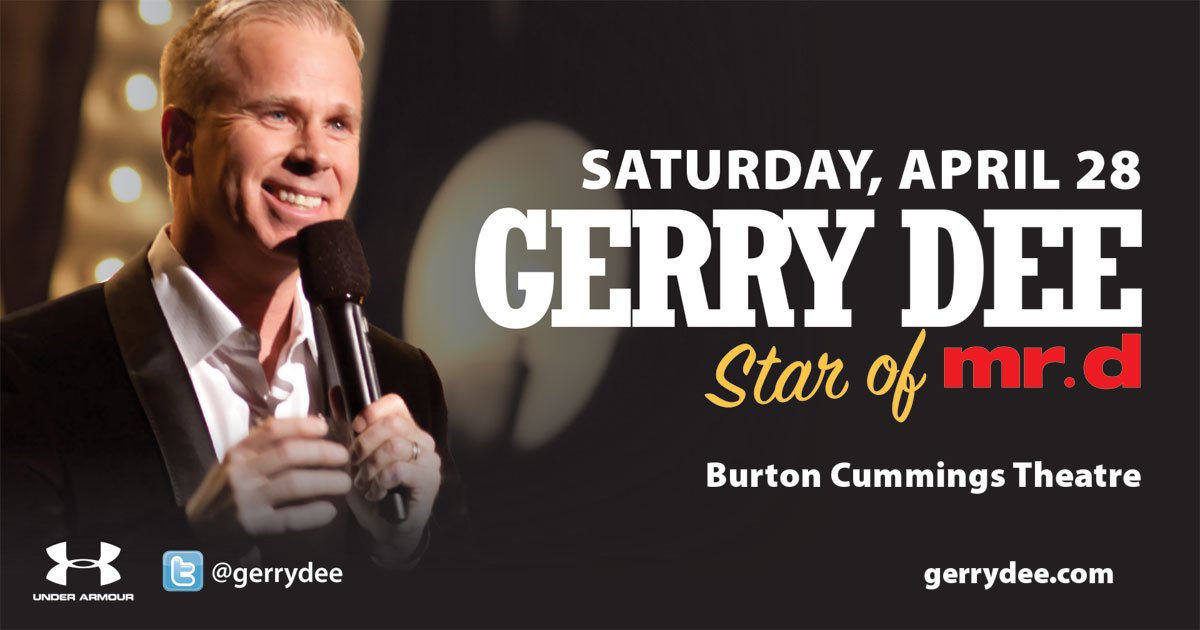 theburtwpg's tweet image. Funny man @gerrydee will crack his way into The Burt, April 28. Tickets are now available here -&amp;gt; goo.gl/6hoHh5 #TheBurtLive