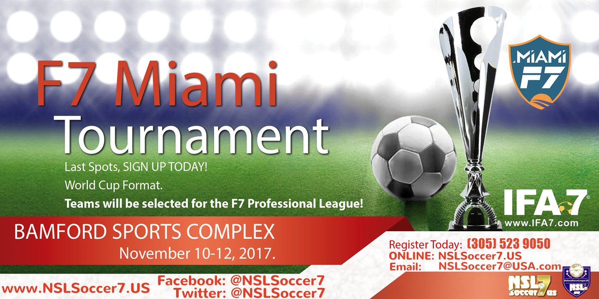 MiamiNacionalSC's tweet photo. MNSC is pleased to officially announce that we have obtained the NSL SOCCER7 franchise and will be competing for the "2018 F7 Pro. League". https://t.co/zRxRCJD2aS