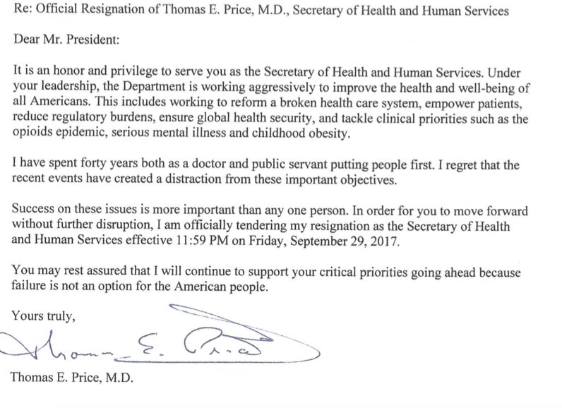 Here's the resignation letter