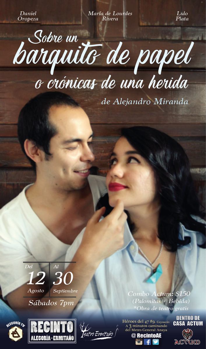 BarquitoTeatro's tweet photo. MAÑANA SI HAY BARQUITO! 

Los esperamos a las 19:00 hrs en @RecintoAE  para navegar una vez más sobre un barquito de papel. 

@ElMenudelTeatro  @pata_perro  @CulturArT_G  @CulturaLibreDF  @difusionka @CarteleradeT @DONDEIRweb https://t.co/L3cpfT0Y7D