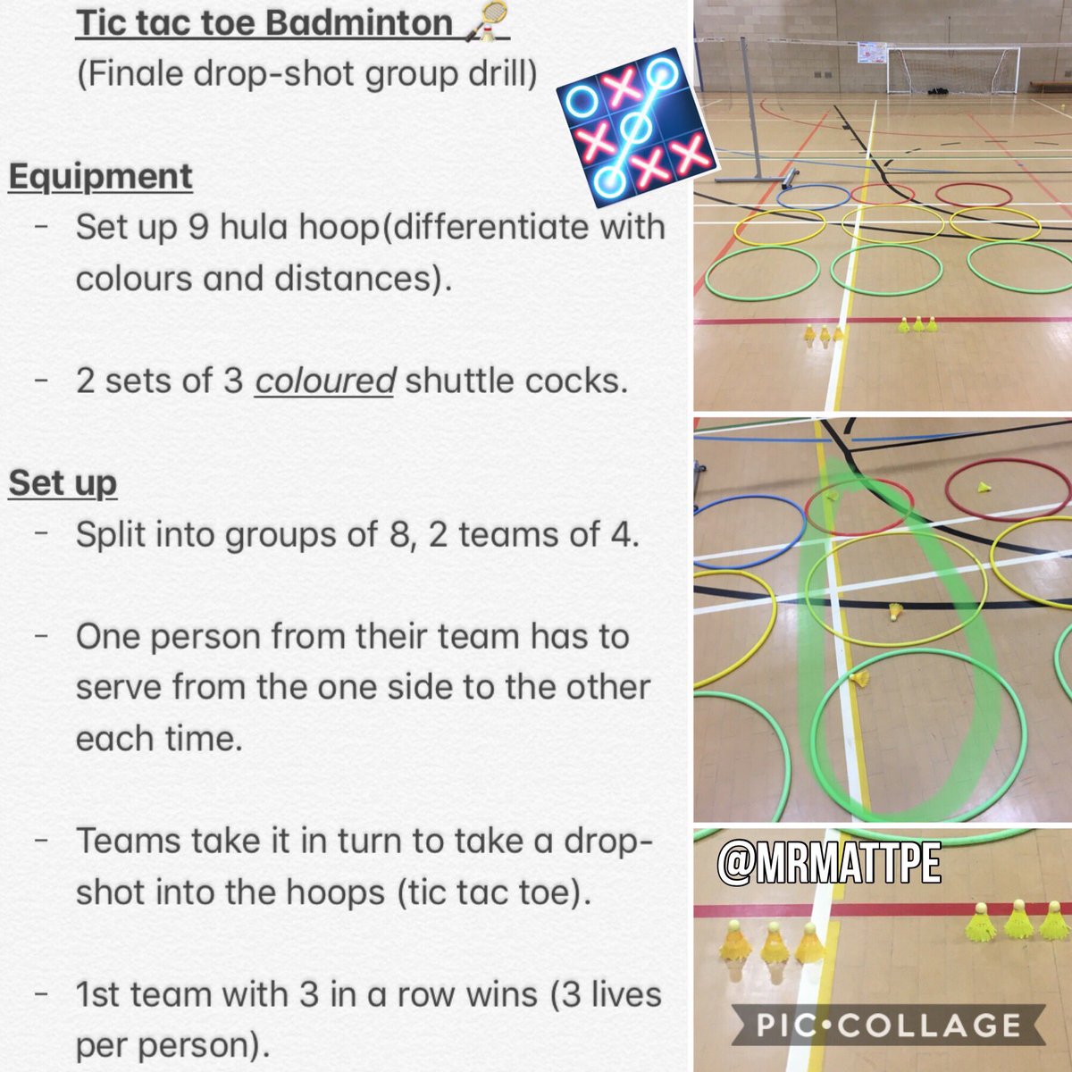 MrMattPE's tweet image. Badminton 🏸 tic tac toe differentiated drill created by year 9 today 👌🏽 @PE4Learning @MrFallickPE @ClaymanPE @MWorthington90 @mrmozely
