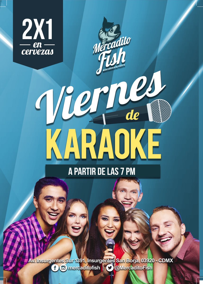 MercaditoFish's tweet photo. Viernes de karaoke con los de la oficina, con los amigos de siempre o con quien quieras. #viernes #reunión https://t.co/hdA3zQX7Iy