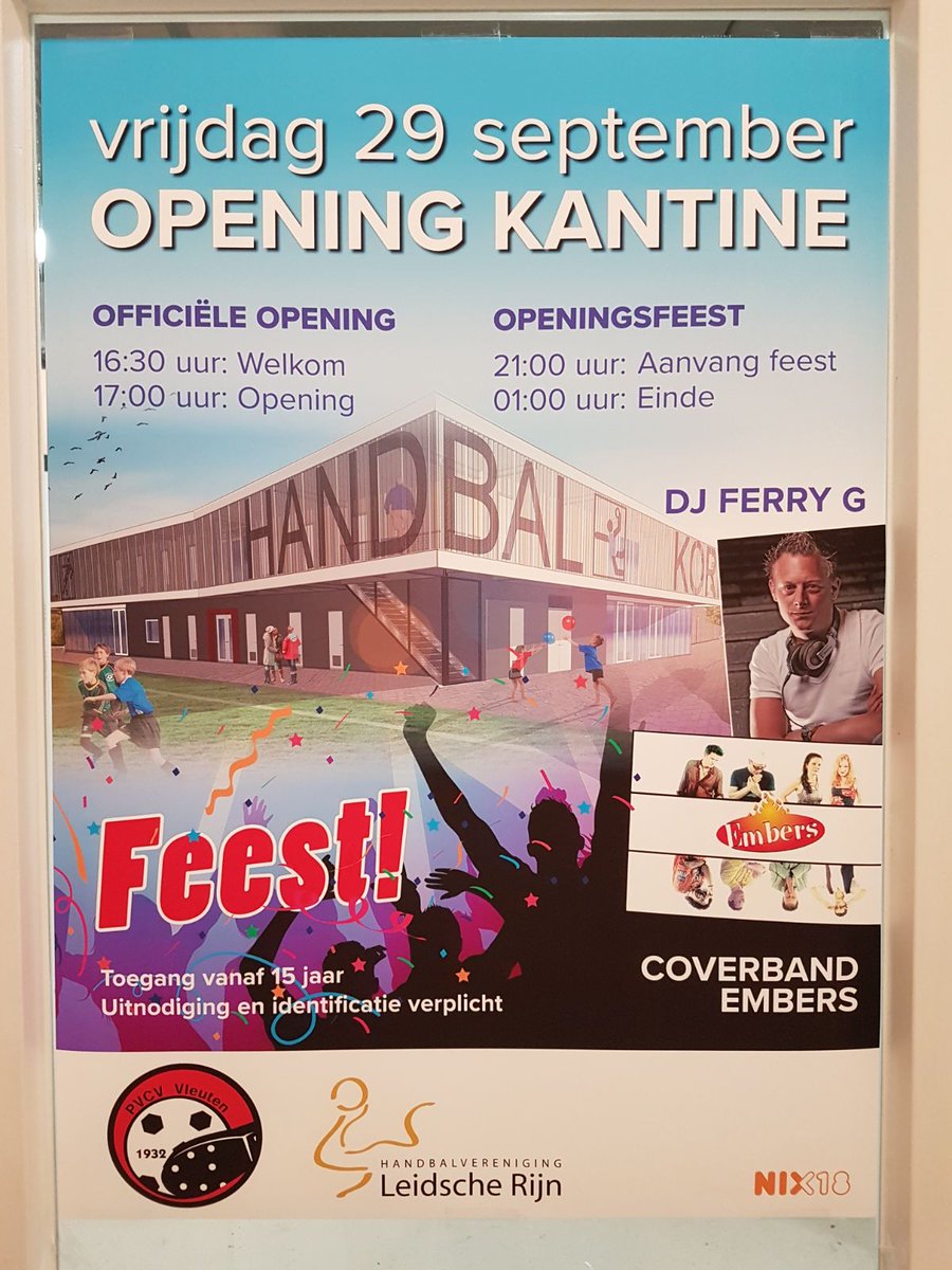 De #voetbal en #handbal  #kantine  is open. Straks komt <a href="/djFerryG/">Ferry de Groot</a> voor het besloten feest.