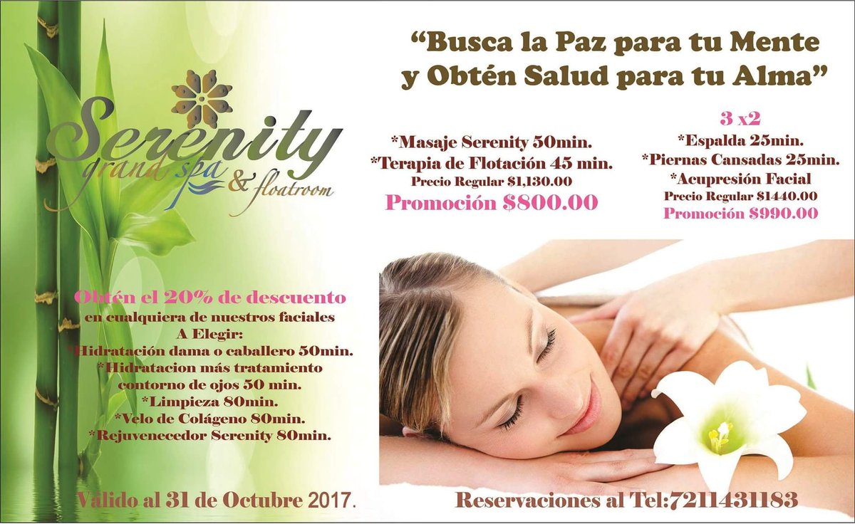 1BrunoPastor's tweet image. Ven a #IxtapandelaSal y dale a tu cuerpo el descanso que se merece!
Serenity Grand SPA es una excelente opción para este fin de semana.