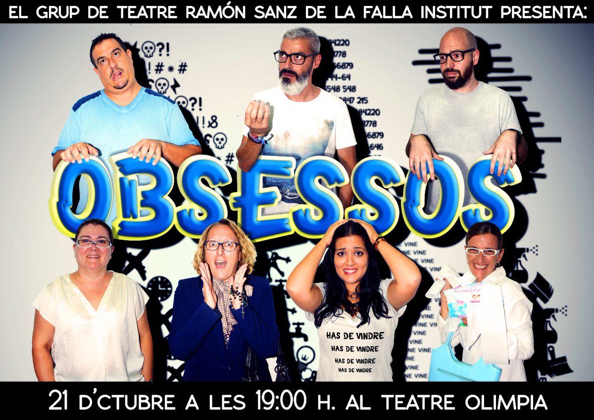 FallaInstitut's tweet photo. Ja tenim data!!!! El 21 d'octubre en el teatre olimpia d'Oliva presentem  OBSESSOS. Una adaptació de l'obra TOC TOC, molt divertida!!!! https://t.co/Q3AGwUOyA6