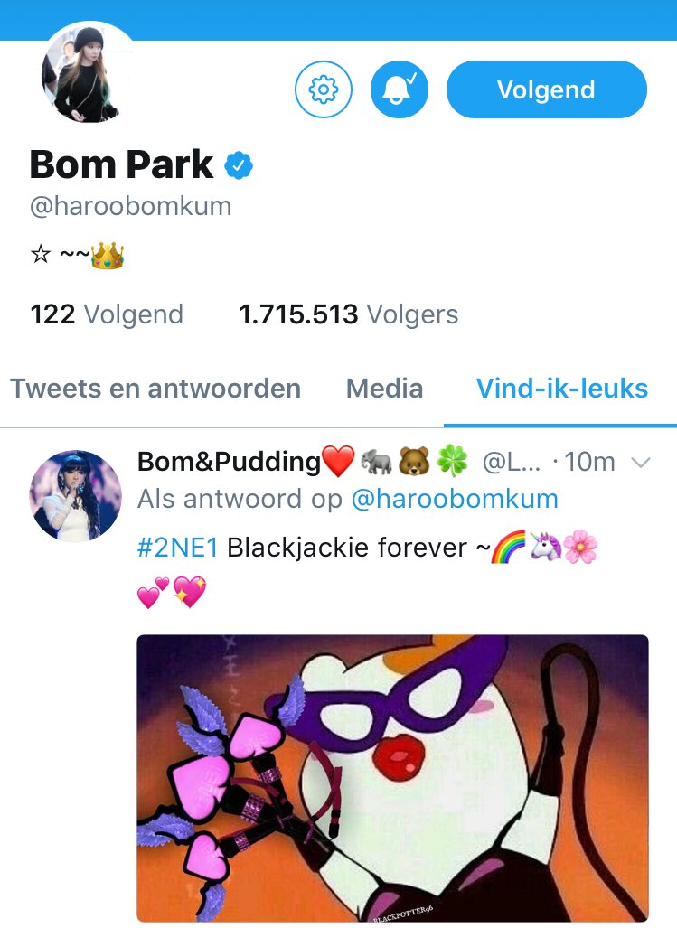 WeLoveBom's tweet photo. [TWITTER] 17.09.30 #BOM's @haroobomkum Twitter Like #Blackjackie https://t.co/ePhdeWbsX6