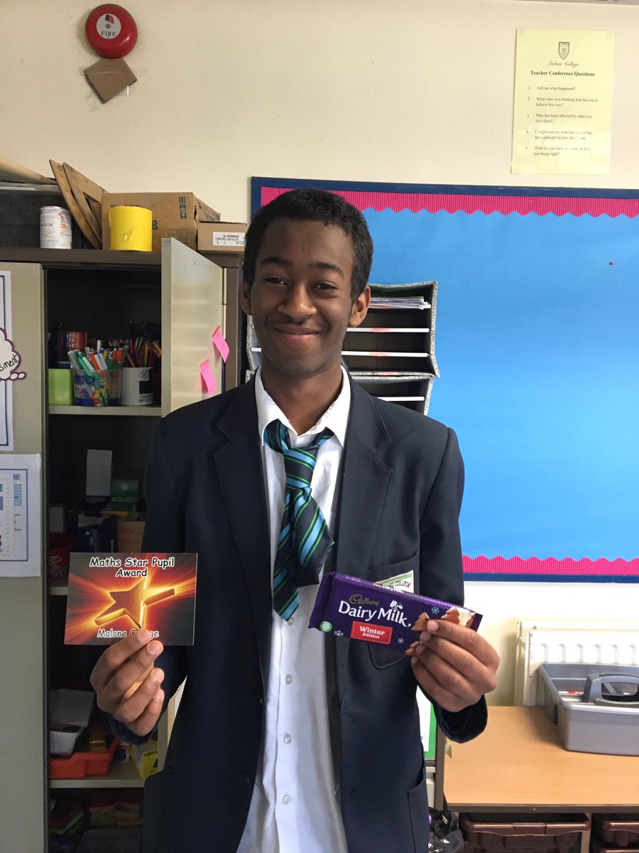 Rm18malonemaths's tweet photo. Well done to Matthias 9M, Wassilah 9A, Fatima 10L, David y11 and Charlotte y12. Maths Stars for September! Well done!!#  @MaloneCollege https://t.co/QVv0GRlmqv