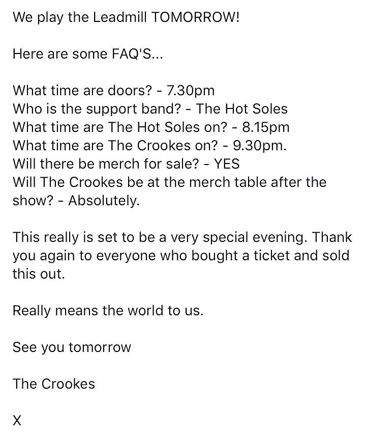 TheCrookes's tweet photo. Important info... https://t.co/1XO9QwFuLl