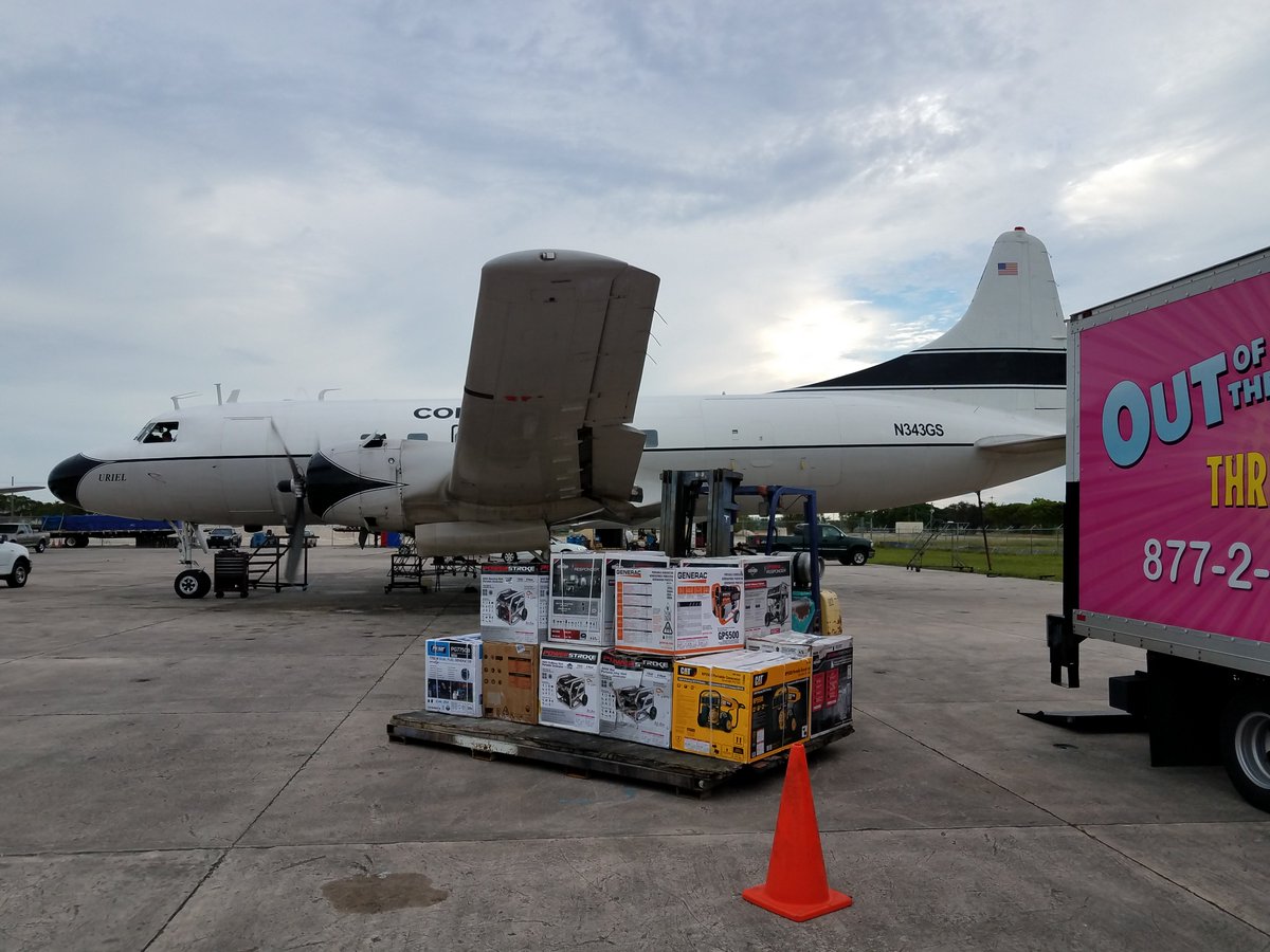 AHFcares's tweet photo. Team AHF sent a plane full of generators to help power healthcare centers in PR yesterday. #PuertoRicoRelief #PuertoRicoStrong <3 https://t.co/einSevFsjd