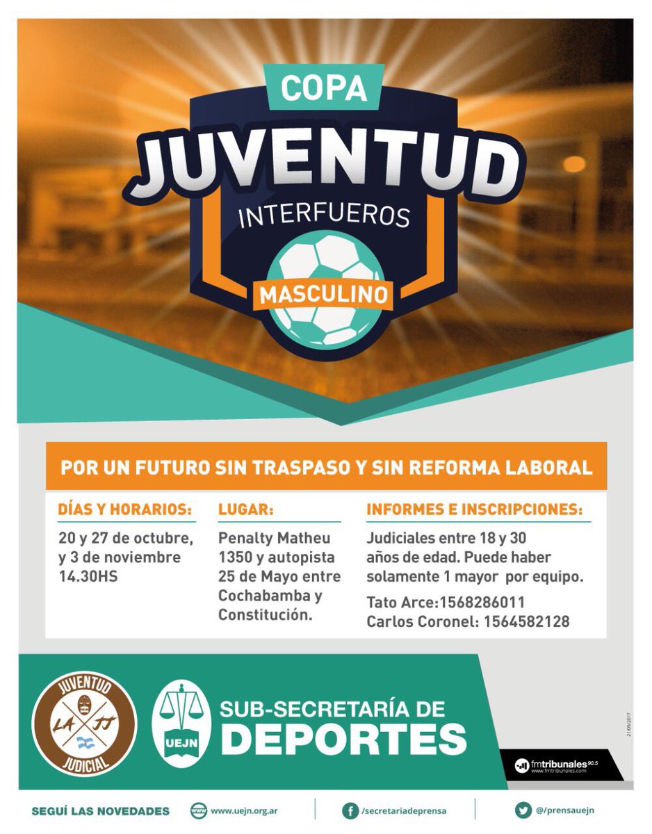 Juventuduejn's tweet photo. Sumá tu equipo al torneo interfueros!
Fútbol femenino y masculino
#CopaJuventud https://t.co/vKs9N7s94O