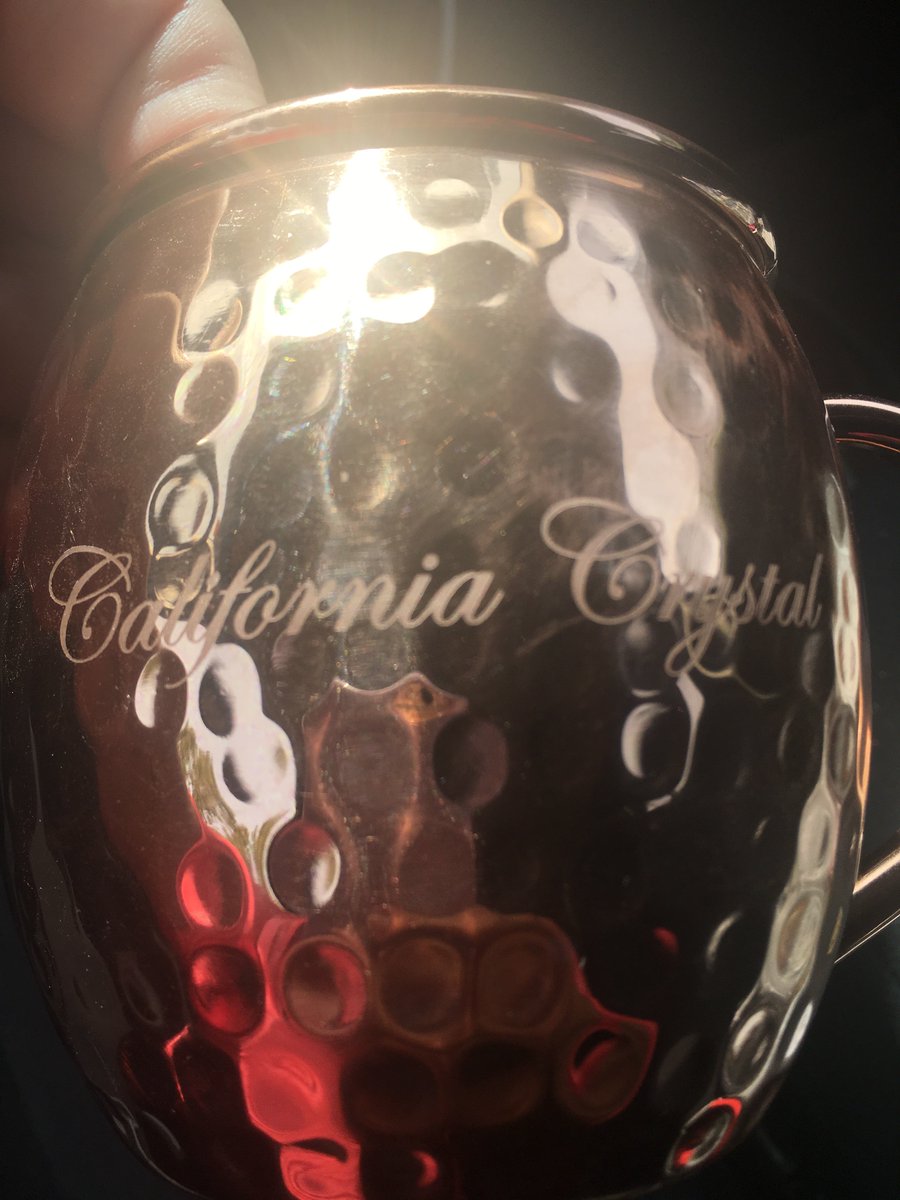 CalifCrystal's tweet image. When you're etching guy is willing to go along with your harebrained ideas of sandblasting a Moscow Mule mug. 😊 #Etching #MoscowMule