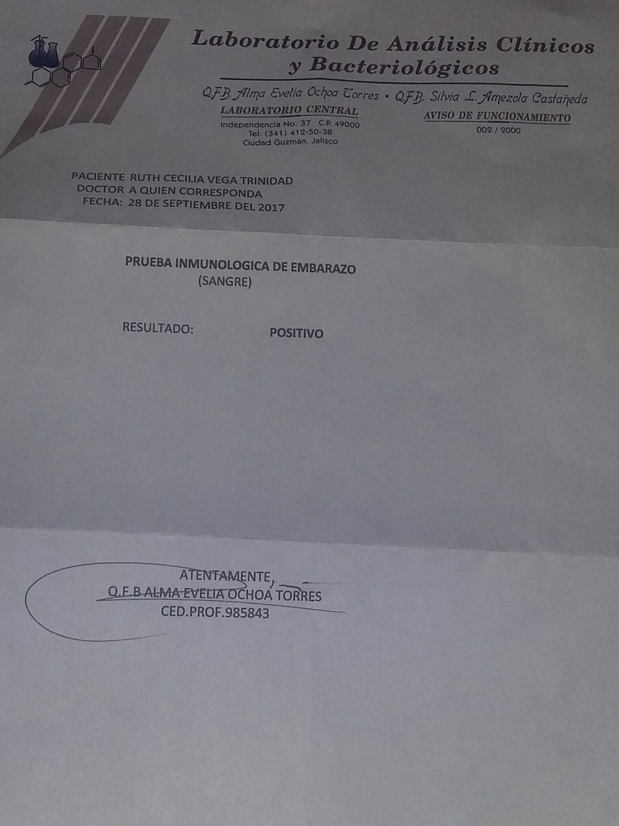 prueba de embarazo positiva sangre