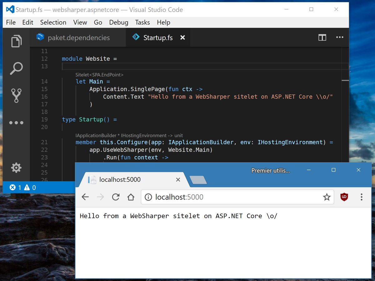 Screenshot: WebSharper ASP.NET Core application