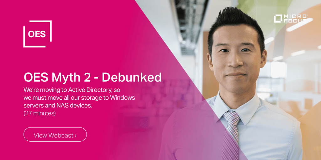 MicroFocusColab's tweet photo. Your directory &amp; file system decisions don't have to be either/or – #MicroFocusOES works with #ActiveDirectory: https://t.co/Mv6QrtbkOl https://t.co/z4pOuy1Jjx