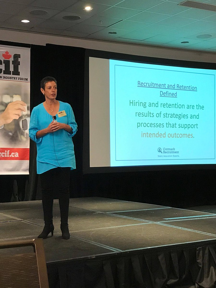 CollisionCanada's tweet photo. Presenting now is @annabellecorma1 of Cormack Recruitment. Does your #hiring strategy support intended outcomes? #CCIF2017 #Edmonton https://t.co/xL5ZTDe62y