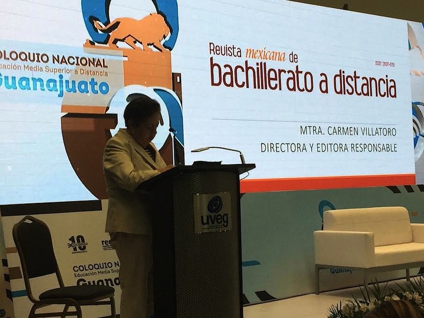 RMBD_'s tweet photo. La Mtra. Carmen Villatoro, en la presentación del número 18 de nuestra @RMBD_ > Coloquio Nacional de Educación Media Superior a Distancia. https://t.co/60oCF90wjT
