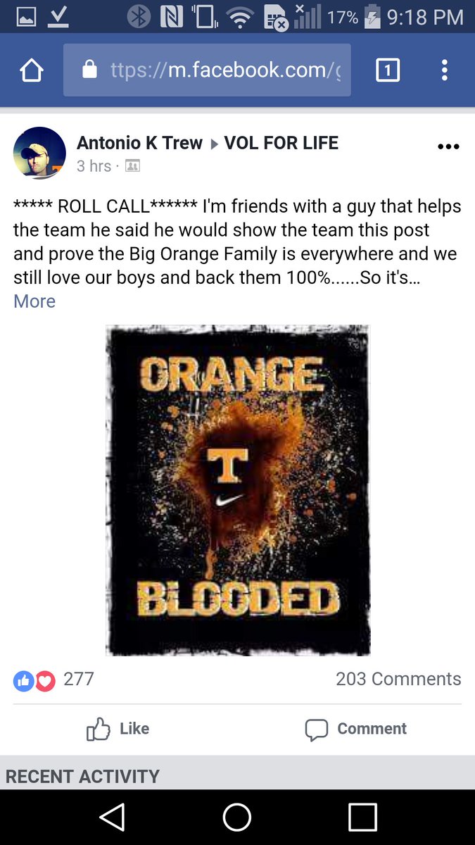 TrewKeith's tweet photo. @Kahlil_Mckenzie I invite any coaches and players to go to Facebook page Vol for Life and see how much love we have for you guys GBO!!! ❤ https://t.co/uK1fdtgypc