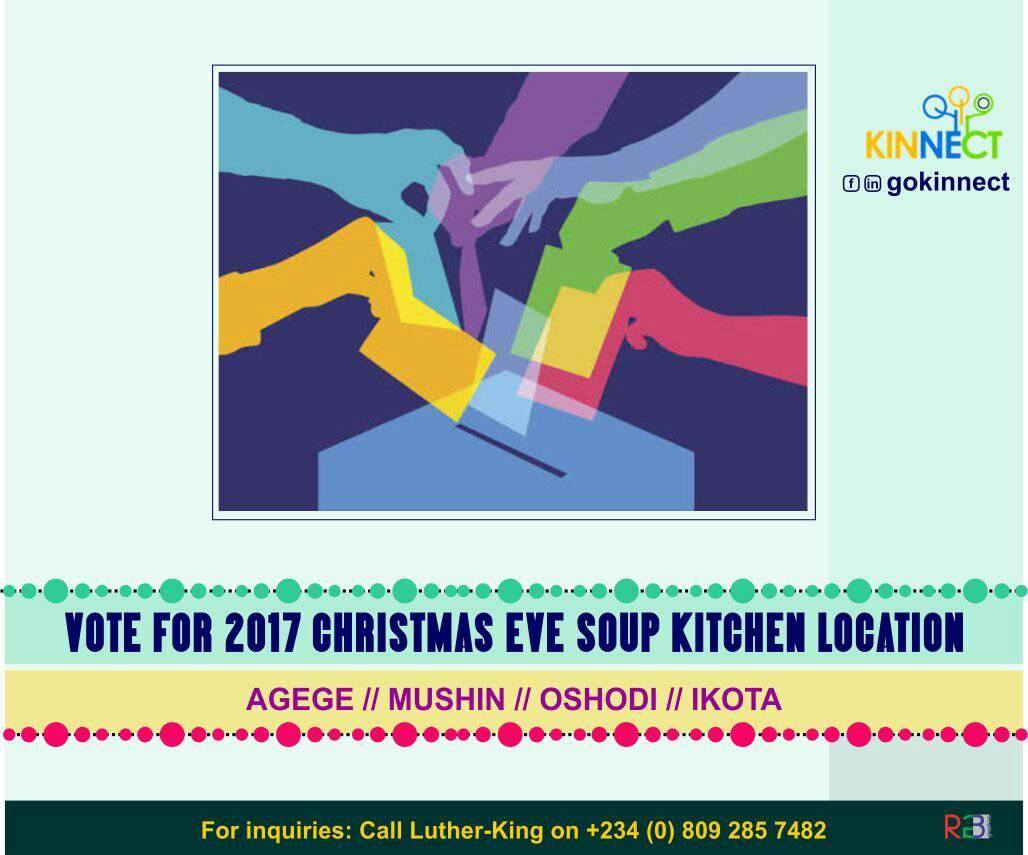 GoKinnect's tweet photo. @GoKinnect, via its soup kitchen, is set to impact more lives in Lagos. Visit https://t.co/i3emfoqTot to vote
#gokinnect #Christmas #Nigeria https://t.co/lCqYoCGeyH
