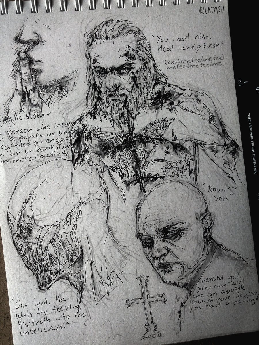Old doodles from the orignal Outlast and the DLC. I used to watch so many playthroughs of this ;v; 