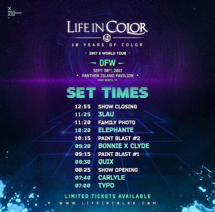 EDM_LORD's tweet photo. Here are the set times for LIC Dallas. See you all TOMORROW! Promo code - Encore ๐จ #licdallas https://t.co/Svu5WywKjd