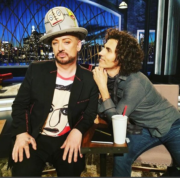 BoyGeorge_ePage's tweet photo. A beautiful @BoyGeorge and an adoring @stephanmoccio at the recording of The Launch :)
@TheLaunchTV @CTV_Television #Toronto #LoveIcon https://t.co/E8jEXyel36