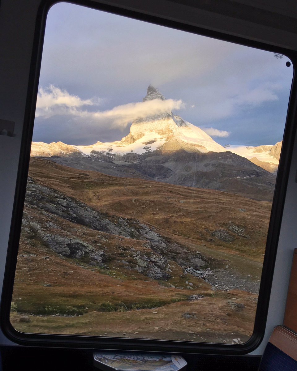 On the first train of the morning up to the Matterhorn.
