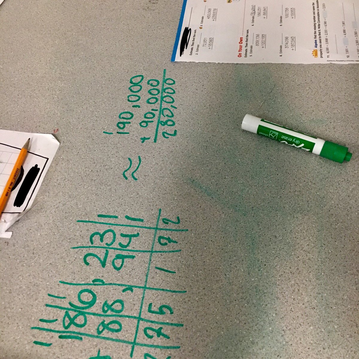 Glover_HGE's tweet photo. We ❤️ “Desk Math”!!! @MrsKoehler_HGE @hgepanthers #deskmath #letsrethinkthat #addition #regrouping https://t.co/vHW5kxftKP