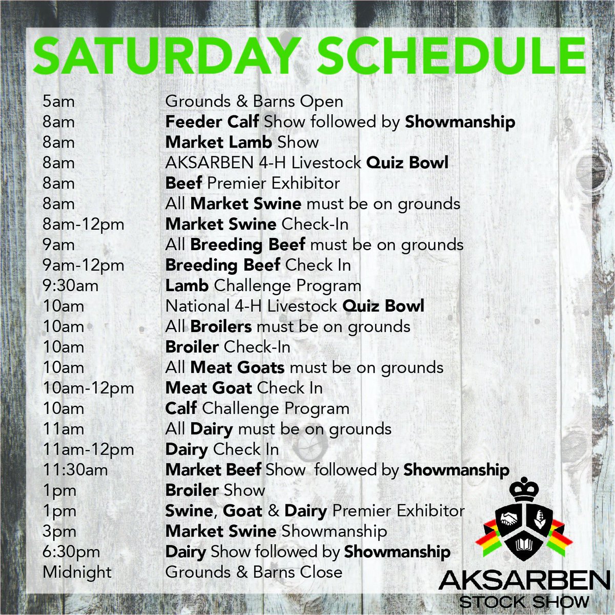 Here is the Saturday schedule for #AKSARBEN17