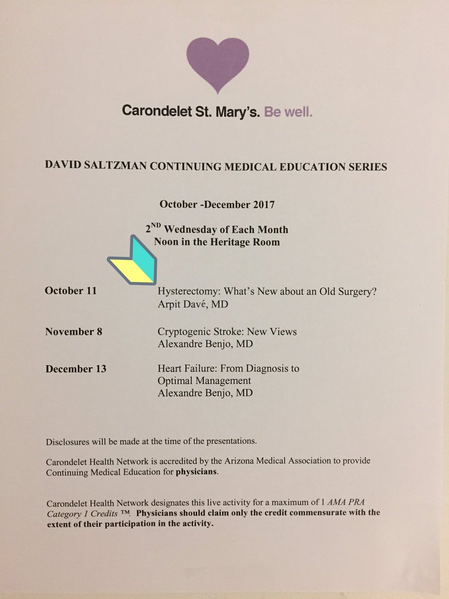 arpitdave's tweet image. Presenting Grand Rounds at @Carondelet_CHN St. Mary's Hospital.  Excited to bring evidence-based GYN surgery to West Tucson! @whatsuptucson
