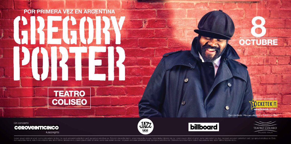 Hacé RT para participar de 2 entradas para ver a <a href="/GregoryPorter/">Gregory Porter</a> por primera vez en Argentina el próximo 8 de octubre en el Teatro Coliseo!