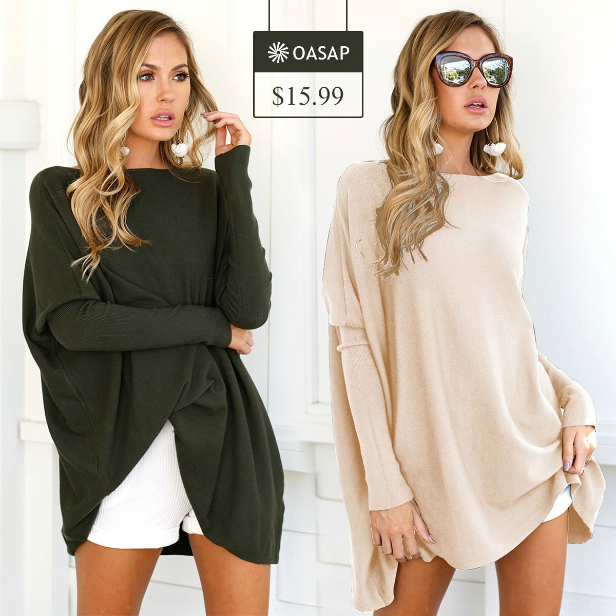 Solid Loose Fit Batwing Sleeve T-Shirt Tunic Dress 
goo.gl/HYSHPm #womenfashion #daydress