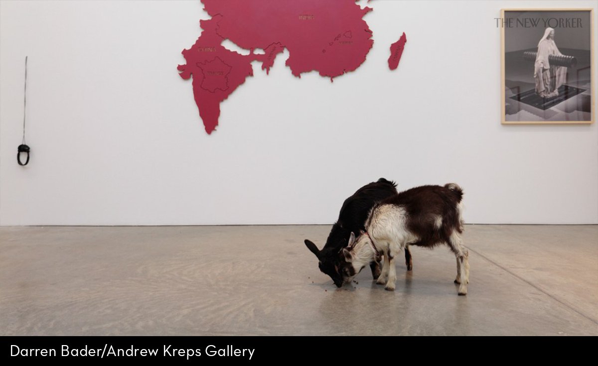 NewYorker's tweet photo. Goats are the new cats, according to a style piece in the Times. In the art world, this is not breaking news: https://t.co/rXYZr0oCLs https://t.co/4hezyuST9K