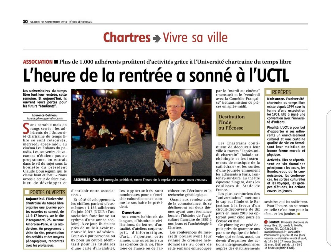 uctl28's tweet photo. La rentrée de l'UCTL dans l'Écho Républicain ce matin😀 https://t.co/qJn4k6IonU
