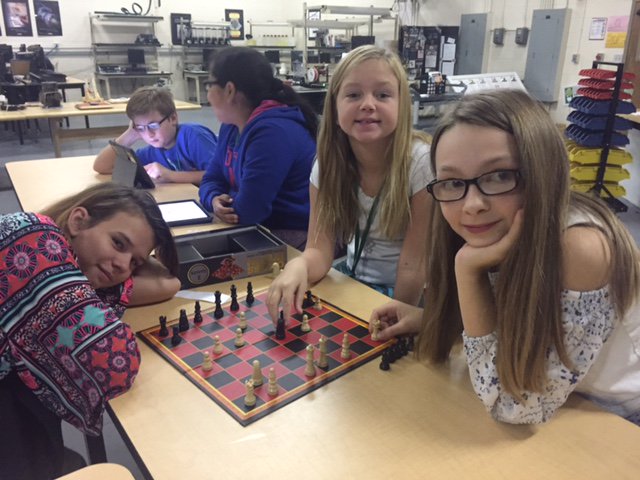 MrLTheSTEMGuy's tweet photo. STEM-Chess Club in Action today.  Where else can you design and make your own chess pieces and then PLAY! https://t.co/cGEb3CzHGq