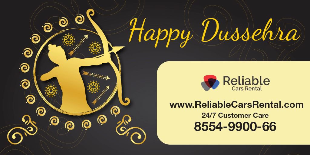 ContactReliable's tweet image. Happy #Dussehra to you and your loved ones. May Lord Ram shower all his blessings on you.
#reliablecarsrental #travelindiawithreliablecars