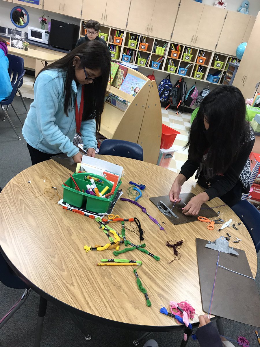 ksjackson13's tweet photo. First day of our enrichment clusters! Third, fourth and fifth graders learning to make friendship bracelets! https://t.co/EeDD4wCIQ8