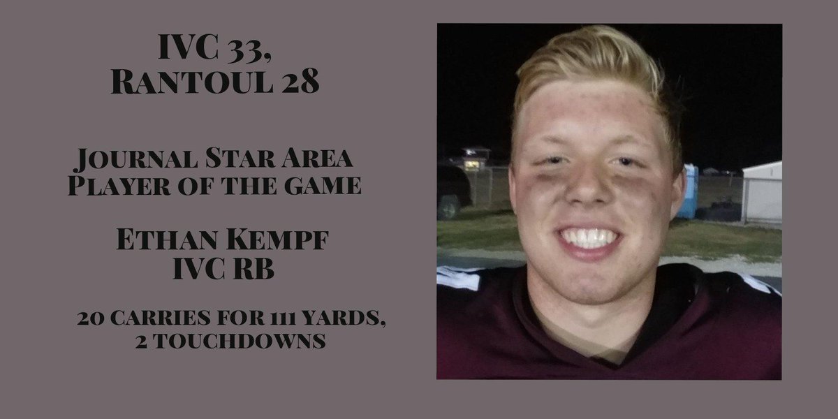 StanMorrisPJS's tweet photo. IVC beats Rantoul 33-28. Ethan Kempf is your Star of the Game. #pjspreps https://t.co/CUbewZR44C