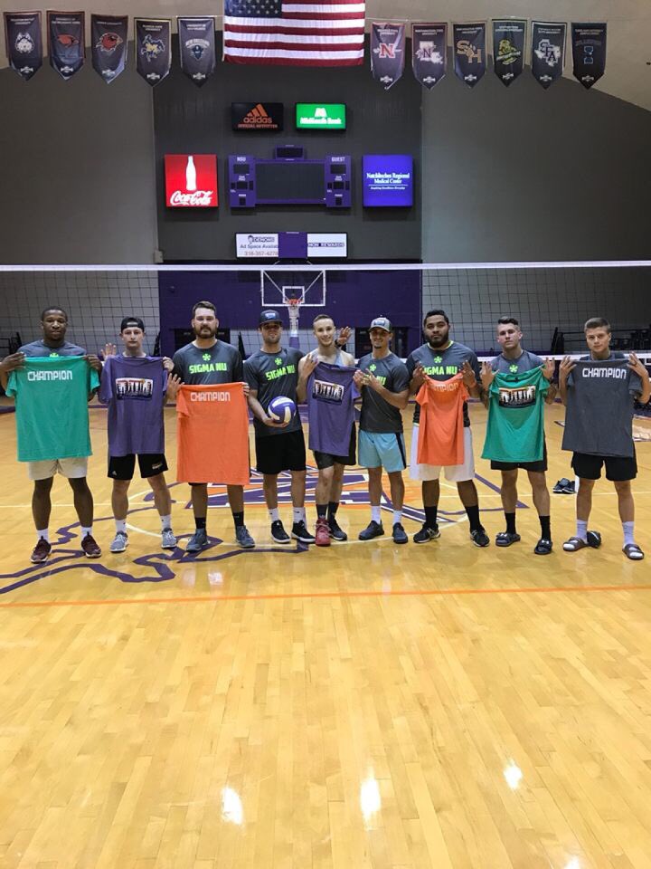 NSUDemonsIM's tweet photo. Congrats to Niko Juice, KEKAMBAS &amp; @SigmaNu_NSU! 2017 Volleyball champions. 😈🏐 https://t.co/YxZaZFdT0y