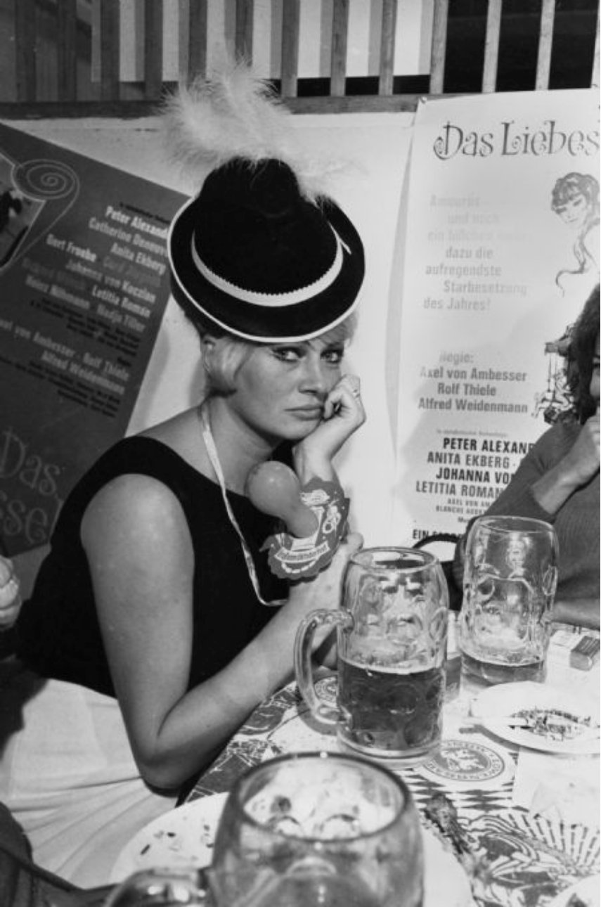 Happy Birthday Swedish actress Anita Ekberg (September 29, 1931 January 11, 2015) in Munich for Oktoberfest in 1965. 
