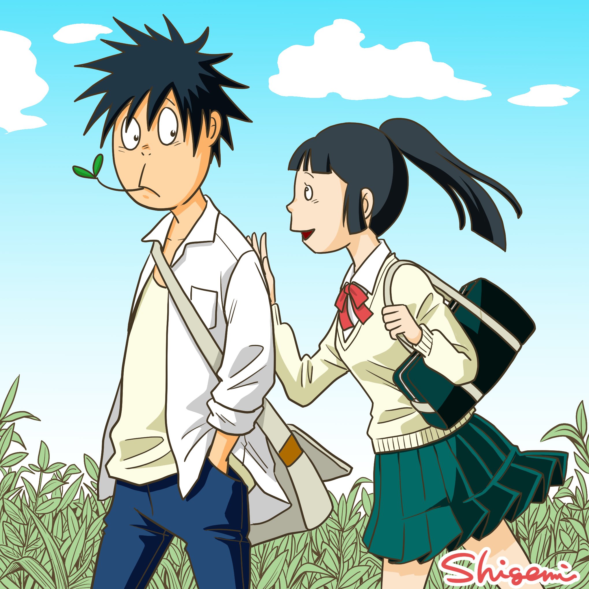 Shigemi 河童の三平のお絵かき 大人化注意 今回はアニメ版より カッパの三平 青春編 っていう妄想 W マイペースな三平としっかり者で優しい千穂ちゃんの関係性がすき 河童の三平 水木しげる カッパの三平 T Co